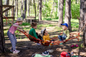 Image of children on a hammock.