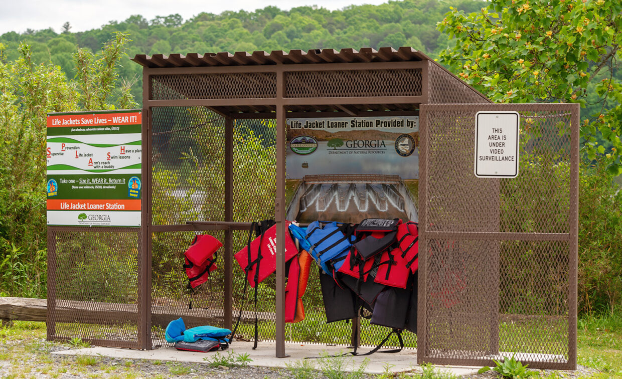 Life jackets equipment shed.