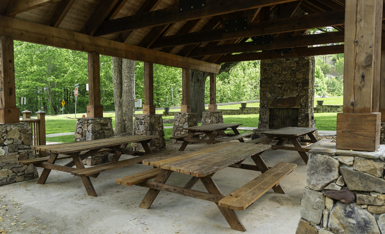 Image of a shed area in a park.