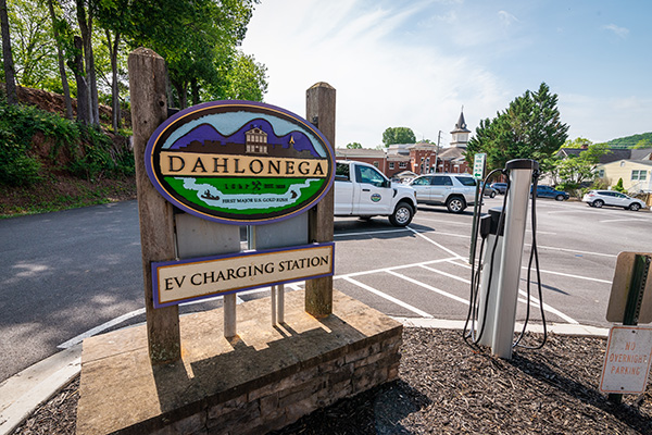 EV Charging Station and Parking Lot near Downtown Dahlonega